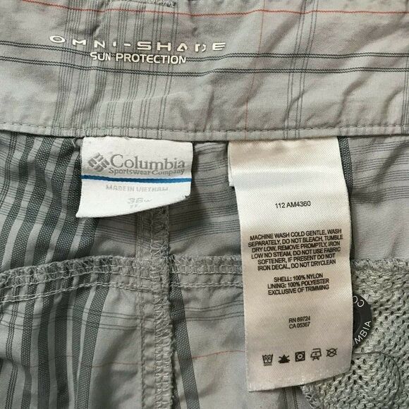 Columbia Mens Gray Comfort Omni Shade Sun Protected Plaid Chino Shorts Sz 36X11 - Picture 3 of 6